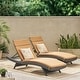 preview thumbnail 3 of 54, Salem Outdoor Wicker Lounge with Water Resistant Cushion (Set of 2) by Christopher Knight Home Grey + Carmel