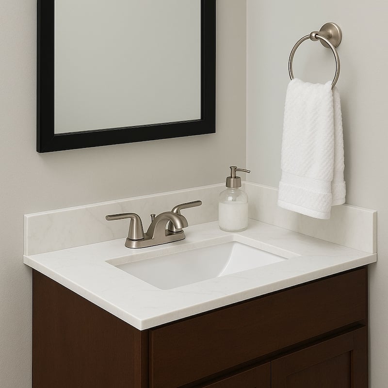 Design House Calesco Calacatta Quartz Bathroom Vanity Top and Side Splash Kit - N/A