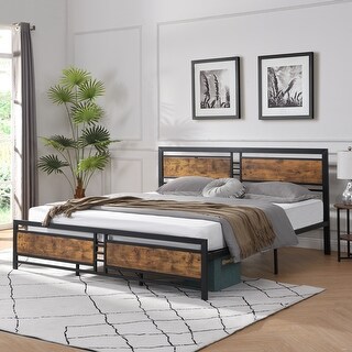 Metal and wood shop bed frame king