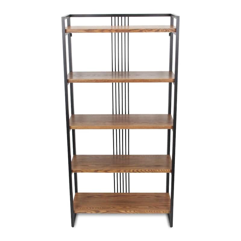 5 Tier Rectangular Framed Shelf - 60.25" - Brown and Gray