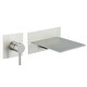 preview thumbnail 1 of 19, Wall Mount Bathroom Sink Faucet Waterfall Brass Modern 2 Hole Bathroom Basin Vanity Faucets with Valve Brushed Nickel
