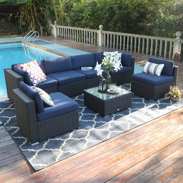 Gariau Rattan 7-piece Sectional Outdoor Patio Set by ... (600 x 600 Pixel)