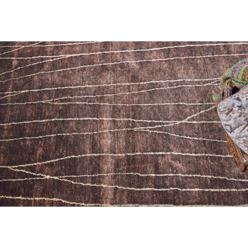 EXQUISITE RUGS ONE-OF-A-KIND Metro Collection Hand Knotted Brown Rug - 9'x12'