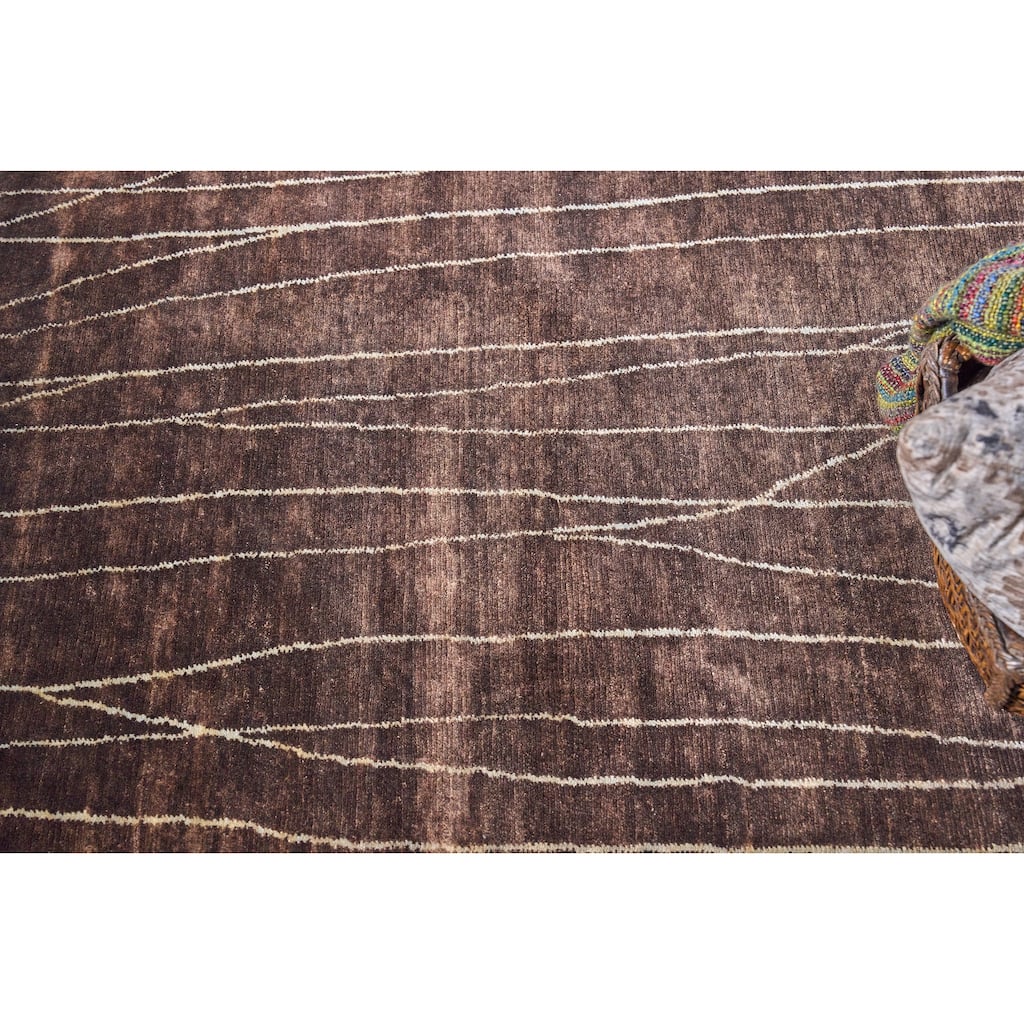 EXQUISITE RUGS ONE-OF-A-KIND Metro Collection Hand Knotted Brown Rug - 9'x12'