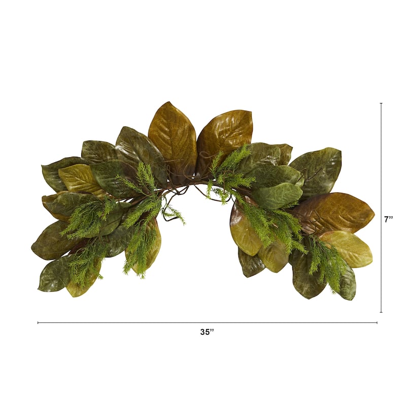 35" Fall Magnolia Leaf Artificial Swag