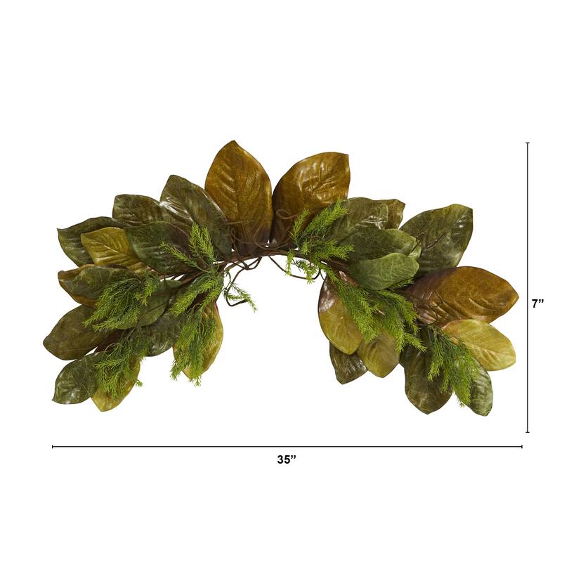 35” Fall Magnolia Leaf Artificial Swag, Unlit