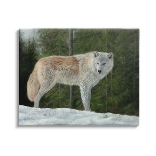 Stupell Wild Coyote Wolf Gazing Snowy Forest Clearing Canvas Wall Art ...