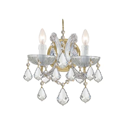 Maria Theresa 2 Light Spectra Crystal Gold Sconce - 10.5'' W x 12.5'' H x 7'' D