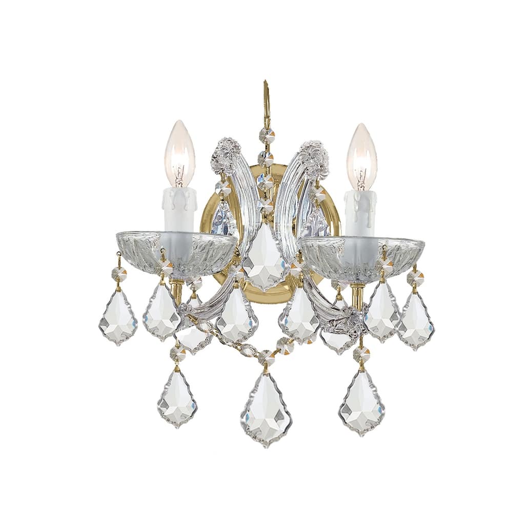 Maria Theresa 2 Light Spectra Crystal Gold Sconce - 10.5'' W x 12.5'' H x 7'' D