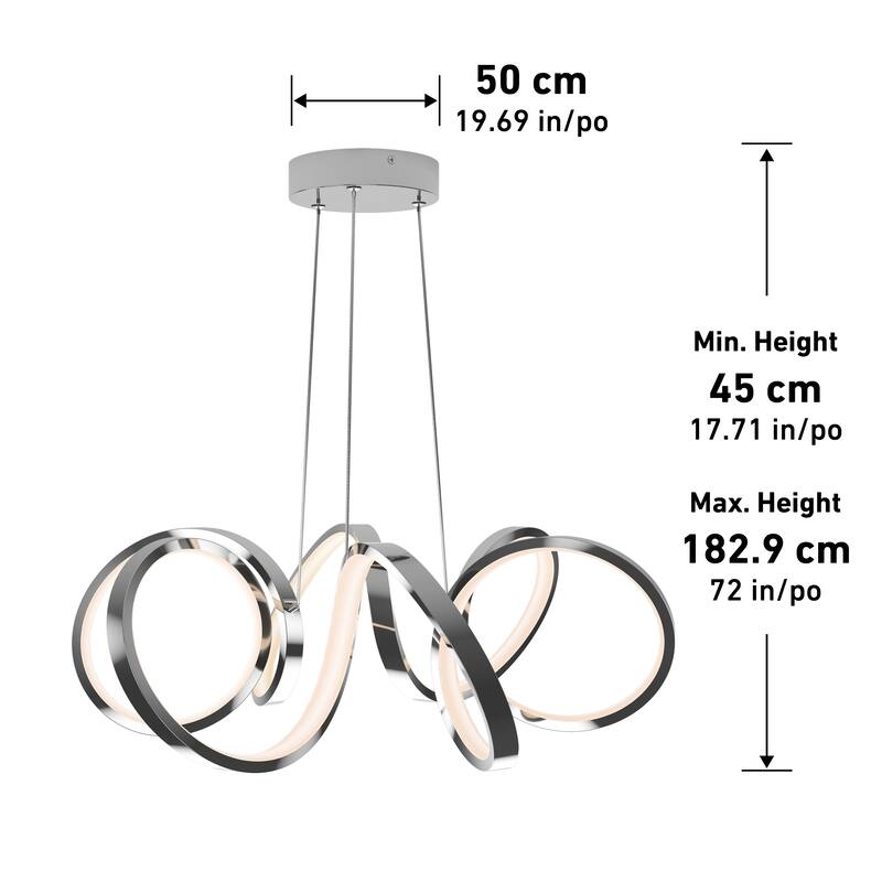 Artika Swirl Ribbon LED Pendant Ceiling Light, Chrome