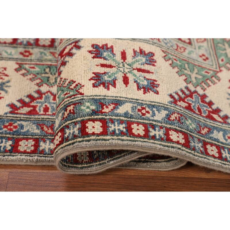 Grey Traditional Kazak Oriental Area Rug Hand-Knotted Wool Carpet - 5'0" x 6'8"