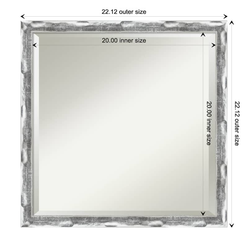 Beveled Wall Mirror - Scratched Wave Chrome Frame - Scratched Wave Chrome - 22 x 22-inch