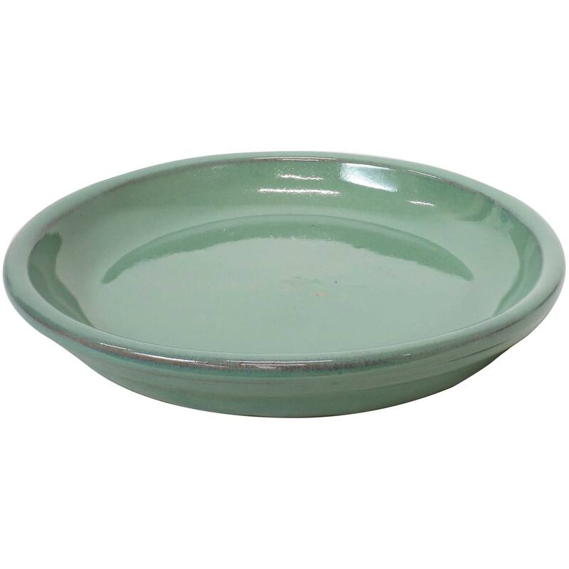 Sunnydaze Set of 2 Glazed Ceramic Planter Saucers - 9"