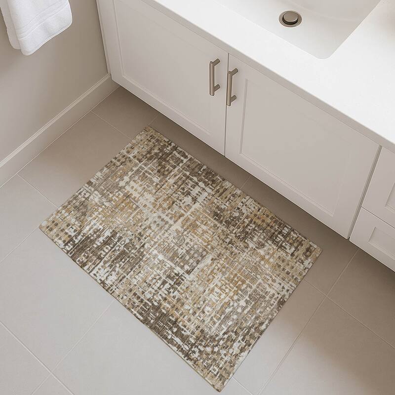 Premium Washable Super Soft Hatch Diamond Mayfield Rug - Brown - 1'8" x 2'6"