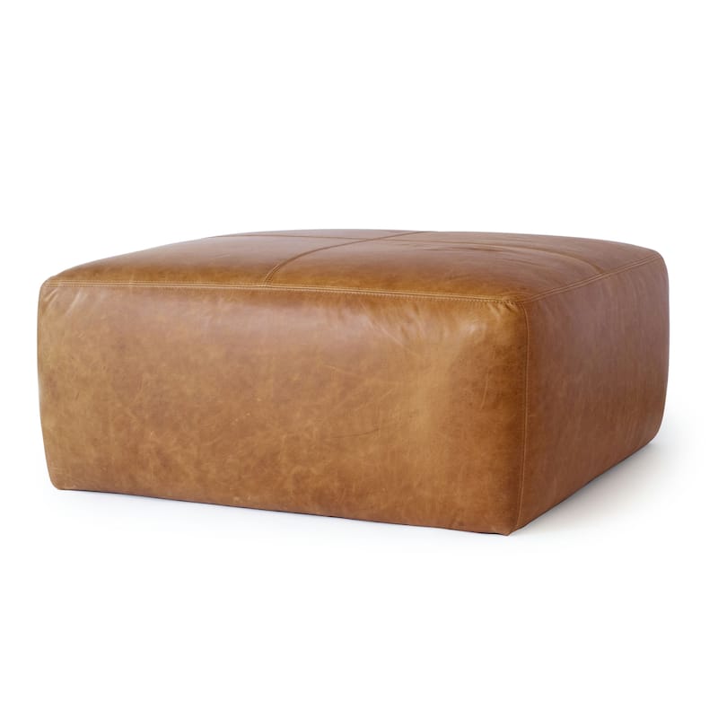 Poly & Bark Sequoia Ottoman - Full Grain Genuine Italian Leather