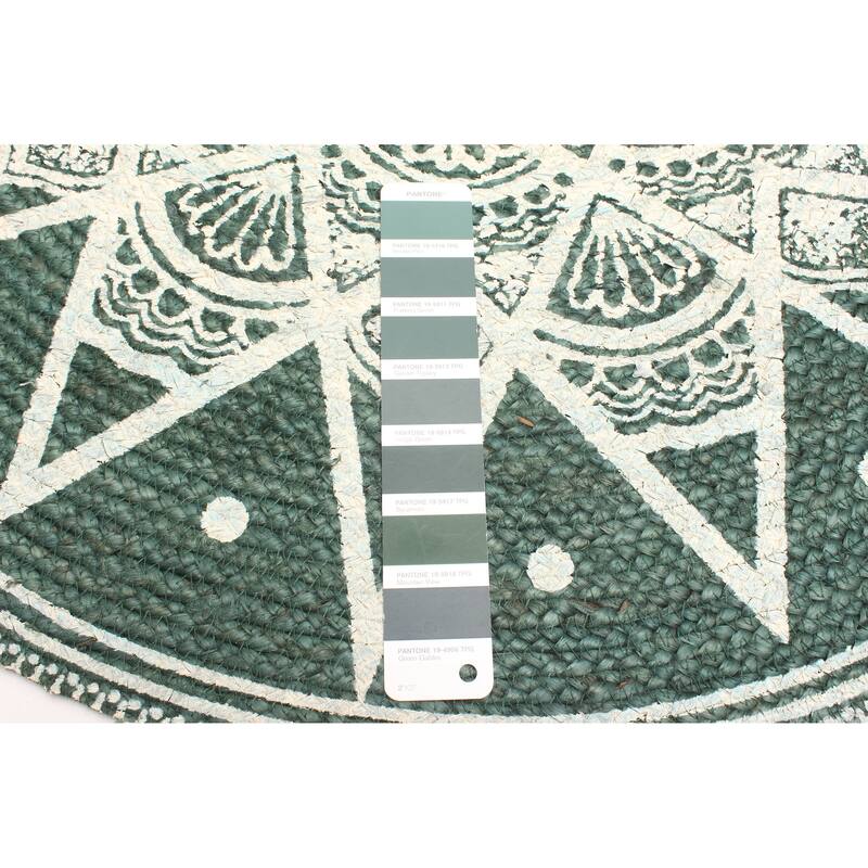 ECARPETGALLERY Braided Weave Palas Denizli Dark Green Jute Rug - 2'11 x 2'11