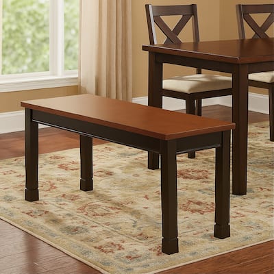Vilo Dining Bench, 42 Inch, Rich Brown Wood Seat, Black Tapered Legs