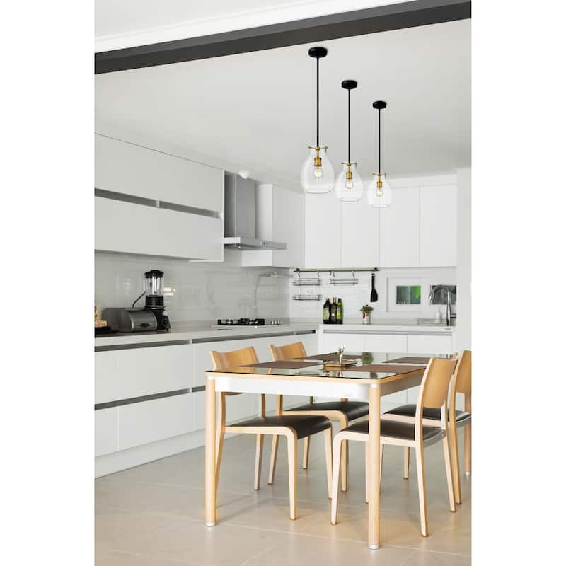 Bella 1 Light 8 inch Matte Black + Olde Brass Mini Pendant Light