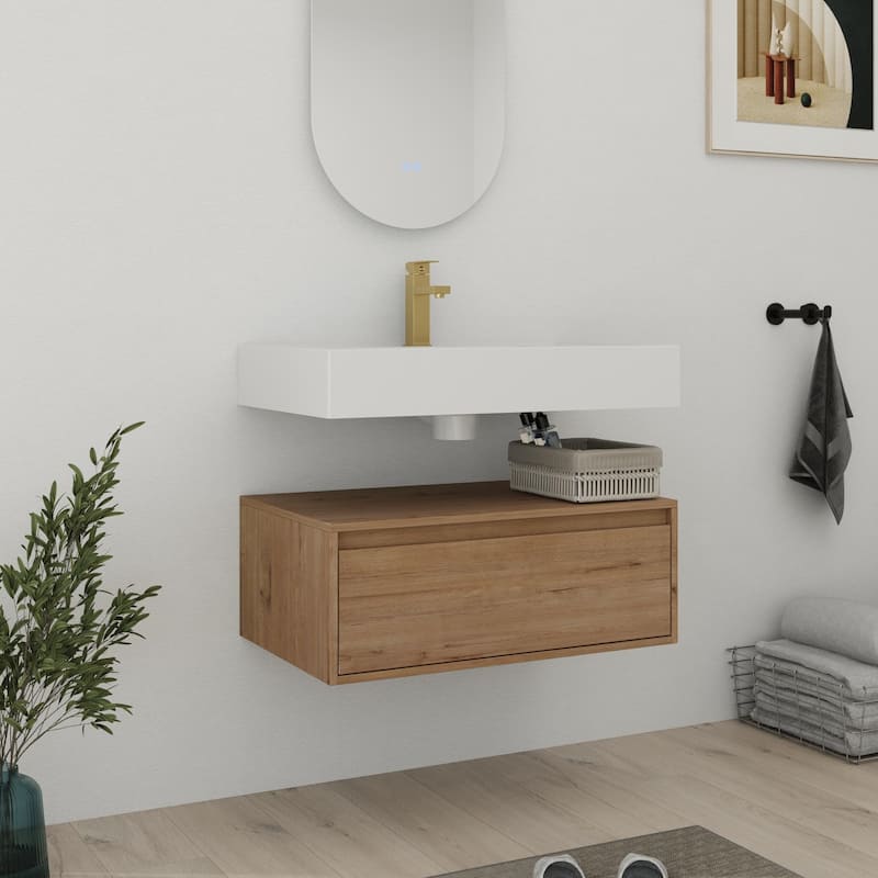 Bathroom Vanity With Sink In 30/60 Inch, Floating Bathroom Vanity With Soft Close Drawer
