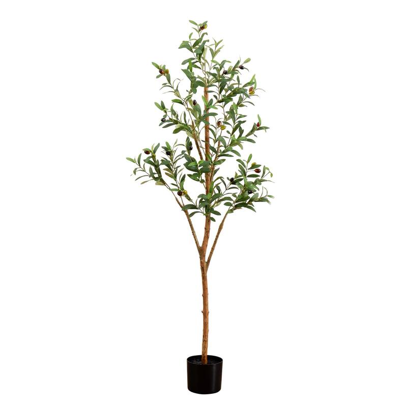 5' Artificial Olive Tree with Natural Trunk - Green