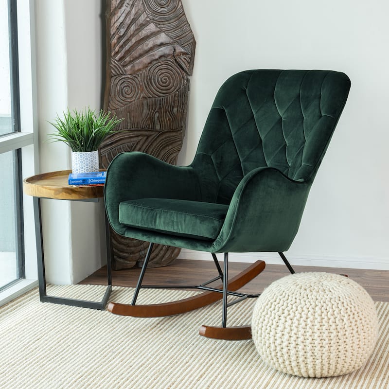 Salisbury Mid-Century Modern Velvet Rocking Chair