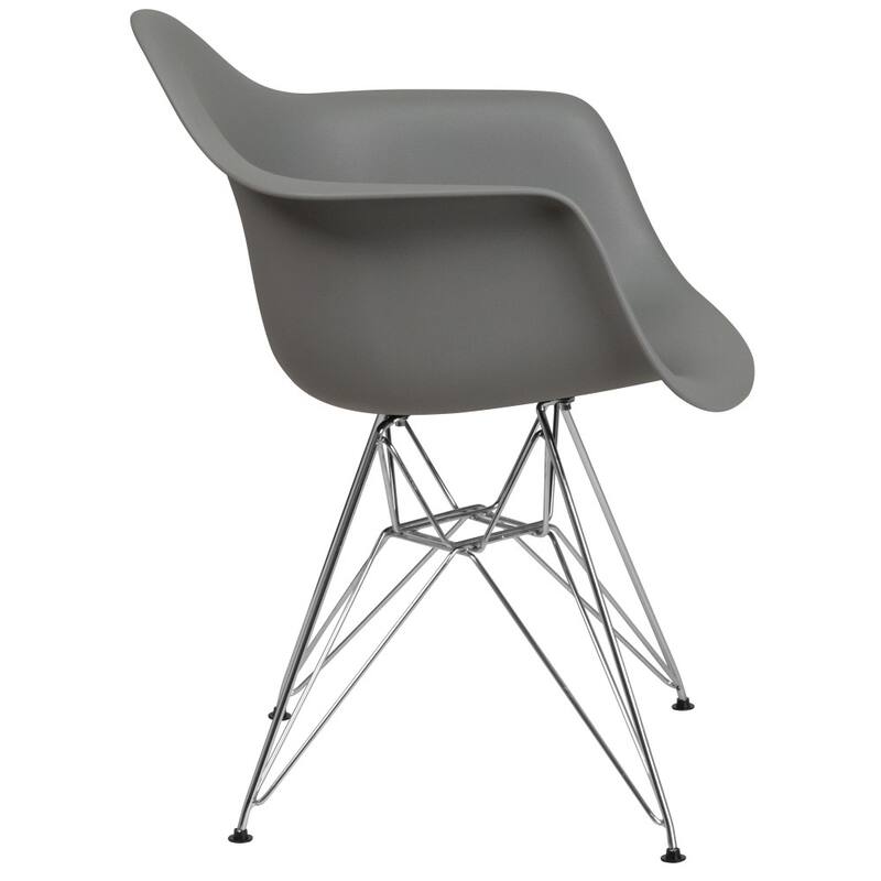 Plastic Chair with Arms and Chrome Base