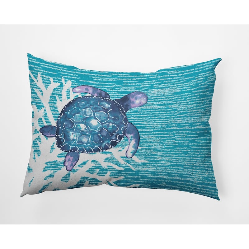 Turtle Friend Decorative Throw Pillow - 14" x 20" - Carribbean Turquoise