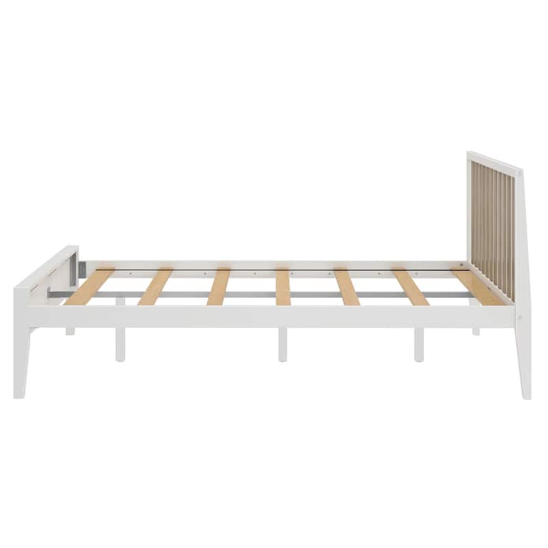 Plank and Beam Modern Queen-Size Bed with Slatted Headboard