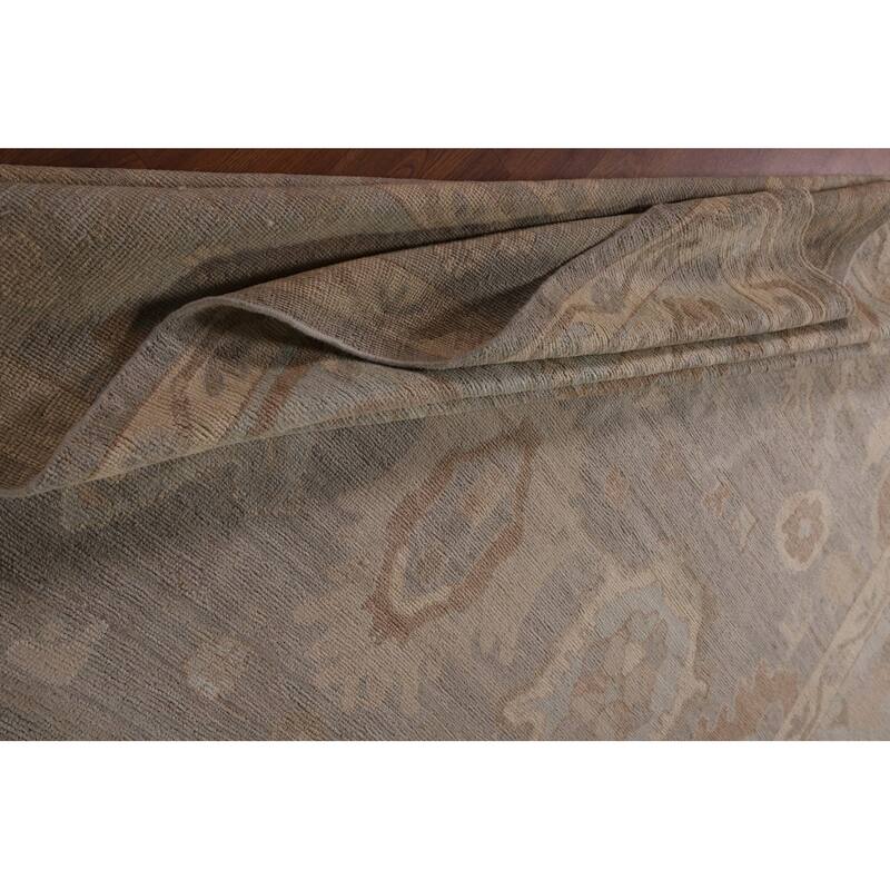 Vegetable Dye Gray Oushak Oriental Area Rug Handmade Wool Carpet - 9'1" x 11'11"