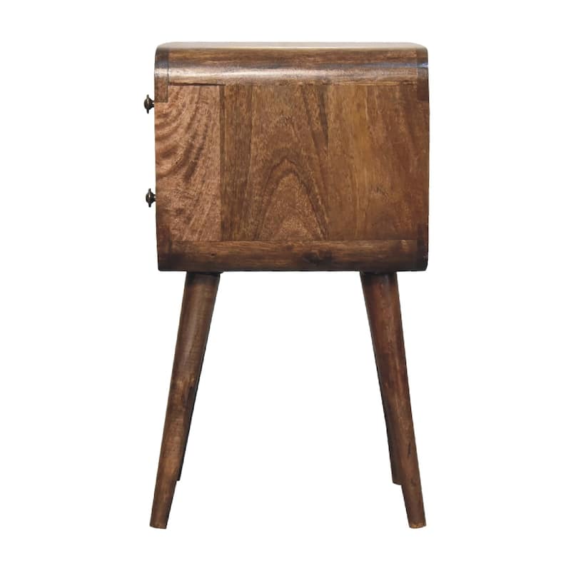 Artisan Furniture Solid Wood Mini Curved Grey Washed Nightstand