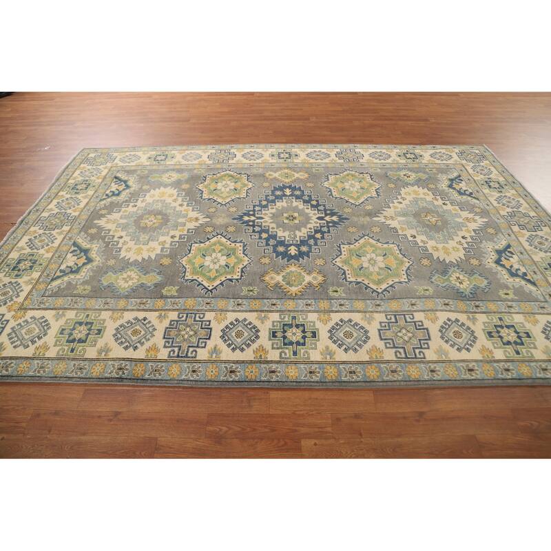 Geometric Kazak Oriental Area Rug Handmade Wool Carpet - 6'5" x 9'9"