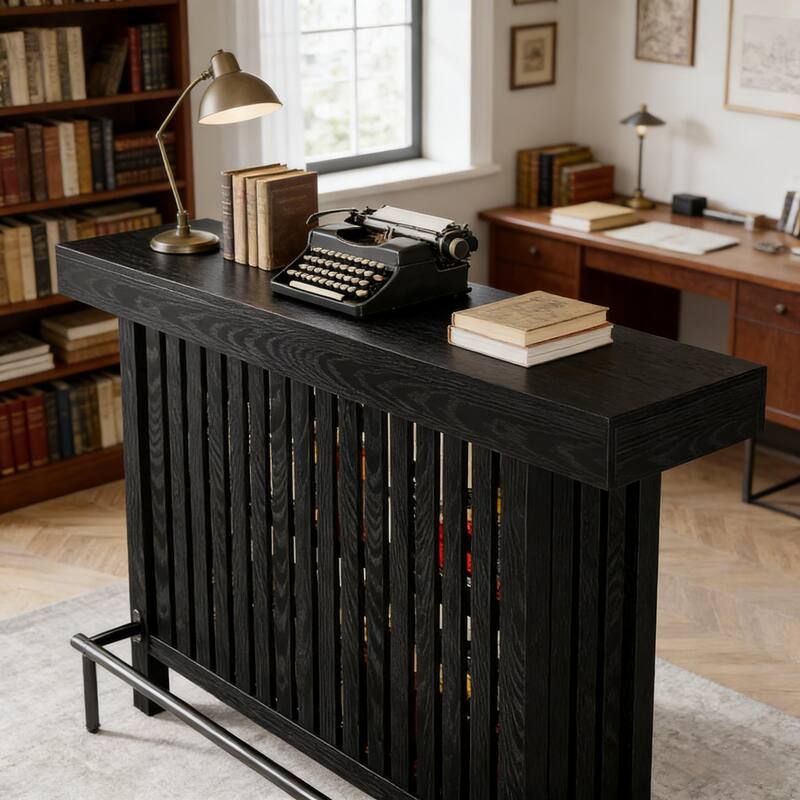 Modern Dining Table with Storage, Coffee Table with 2-Tier Shelves, Home Bar Table & Entertaining Table