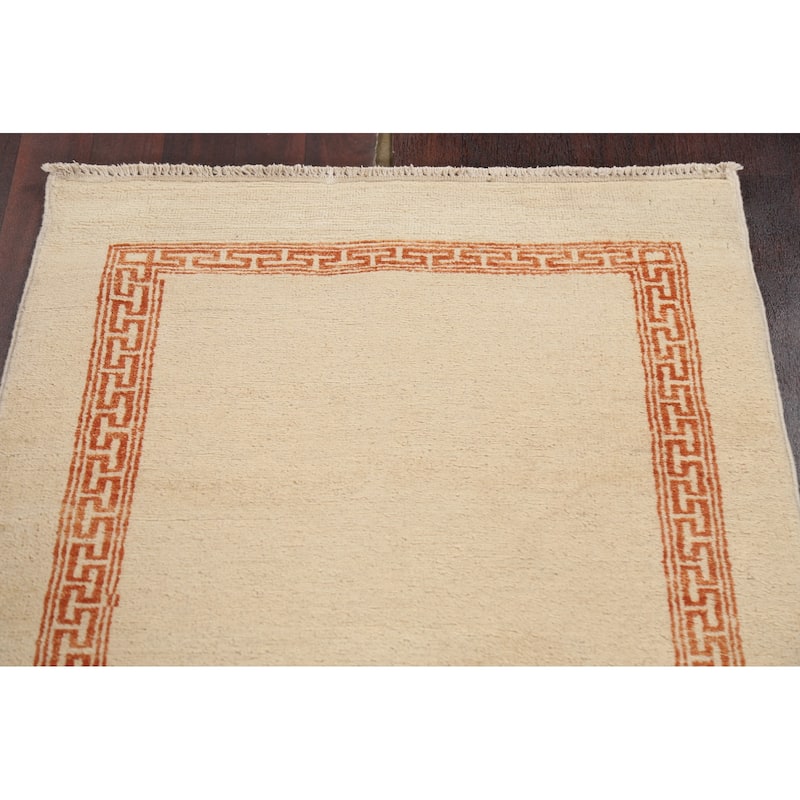 Neutral Gabbeh Kashkoli Oriental Runner Rug Wool Hand-knotted Carpet - 2'7" x 9'3"