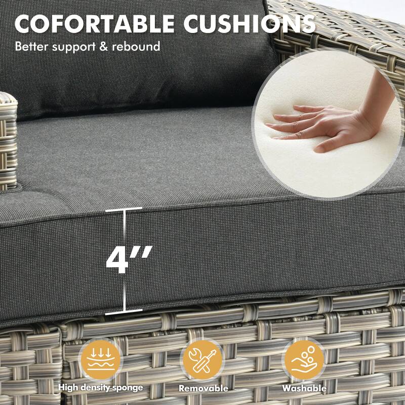 XIZZI 9-piece Outdoor Patio Wicker Furniture Swivel Chair Set