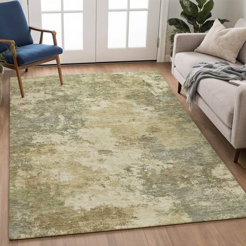Machine Washable Indoor/ Outdoor Casual Contemporary Chantille Rug