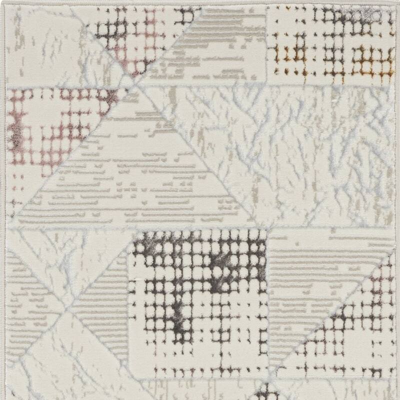 Power Loomed Geometric Abstract Non Skid Stain Resistant Area Rug - 90' X '27' X '0.39