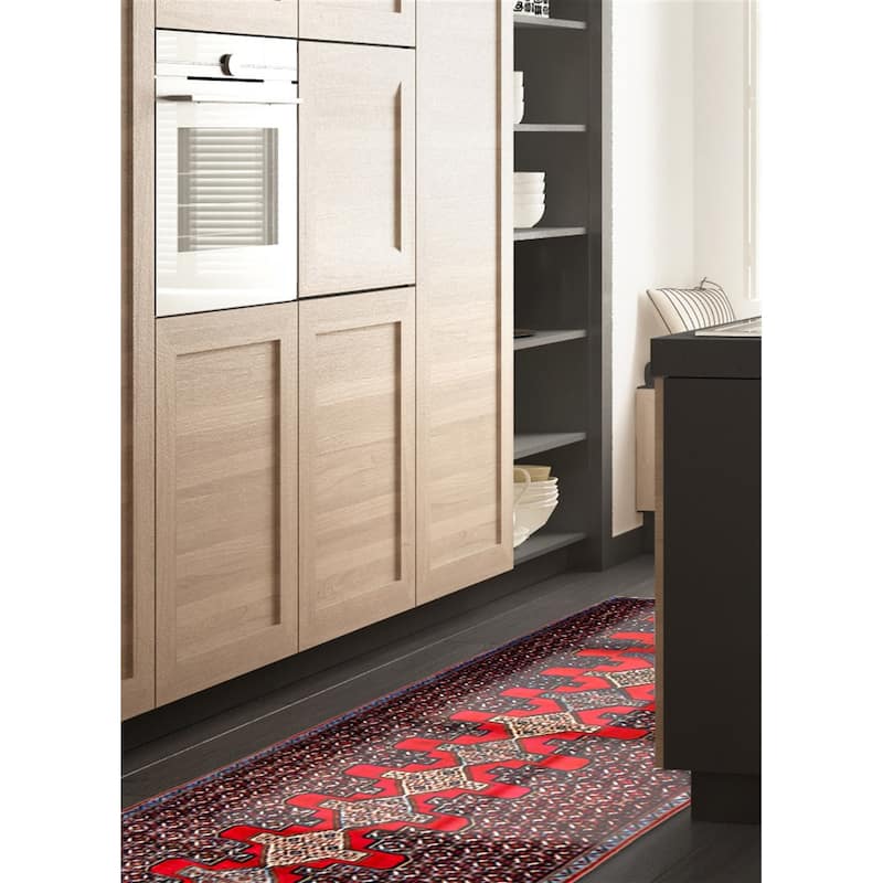 ECARPETGALLERY Hand-knotted Kayseri Red Wool Rug - 3' 4" x 10' 10"