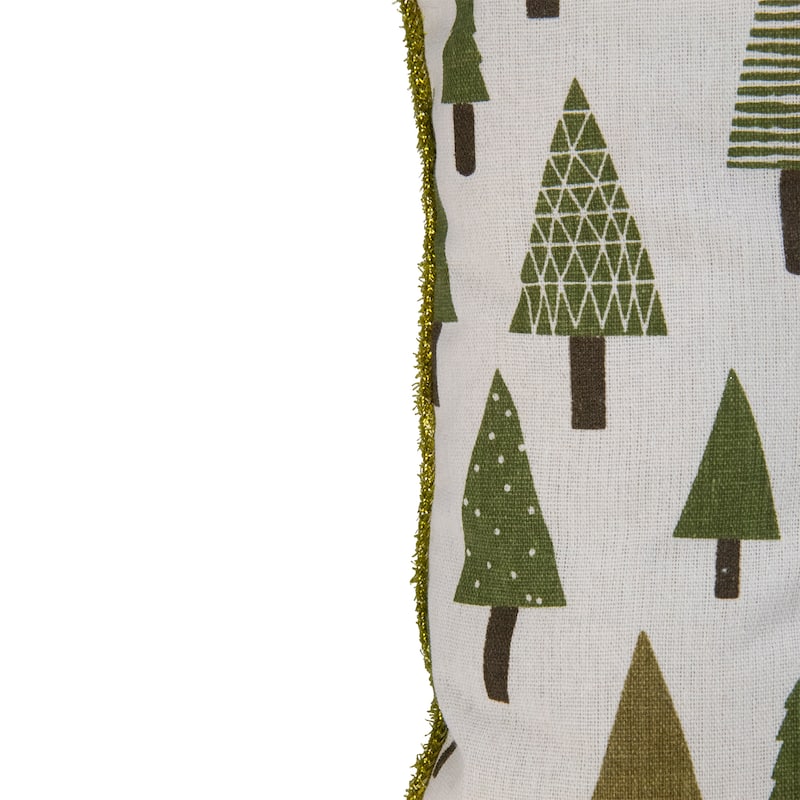 15" Forest Green Woodland Trees Square Christmas Throw Pillow