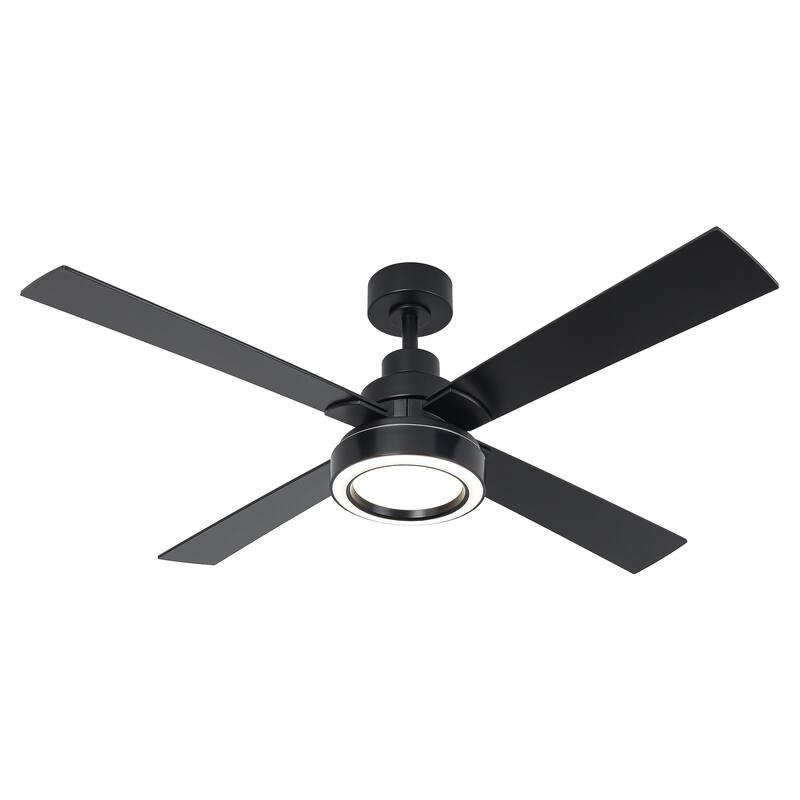 52" Modern Brushed Nickel Bedroom Ceiling Fan with Light and Remote Control