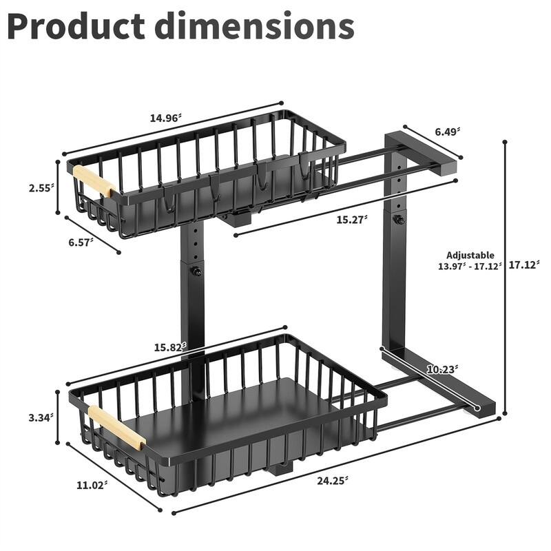 2 level pull-out design - 15.75"D x 11.81"W x 16.81"H