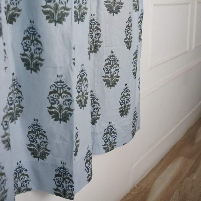 Fabdivine Block Print Curtain or Drape Decorative Home Accent Bed or Living Room