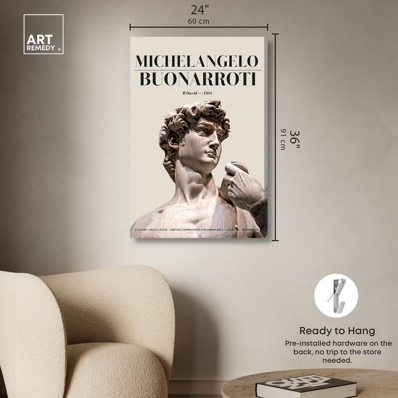 Gaze of Michelangelo's David Canvas by Art Remedy, Gallery Wrapped