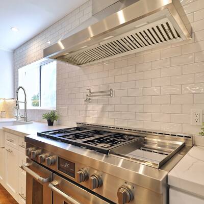 30-60Inch Insert/Built-in Range Hood, Ultra Quiet, Powerful Suction Stainless Steel Kitchen Vent Hood with Dimmable LED Light