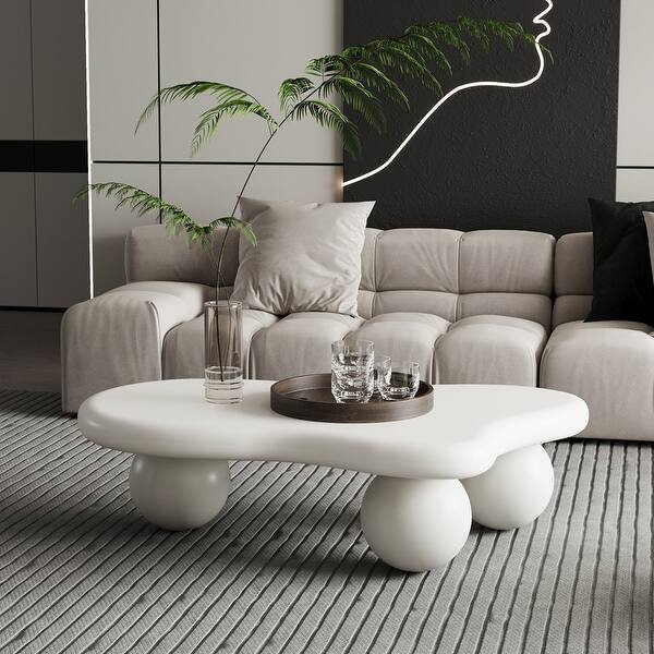 Cloud Shaped Coffee Table with 3 Ball Legs for Living Room