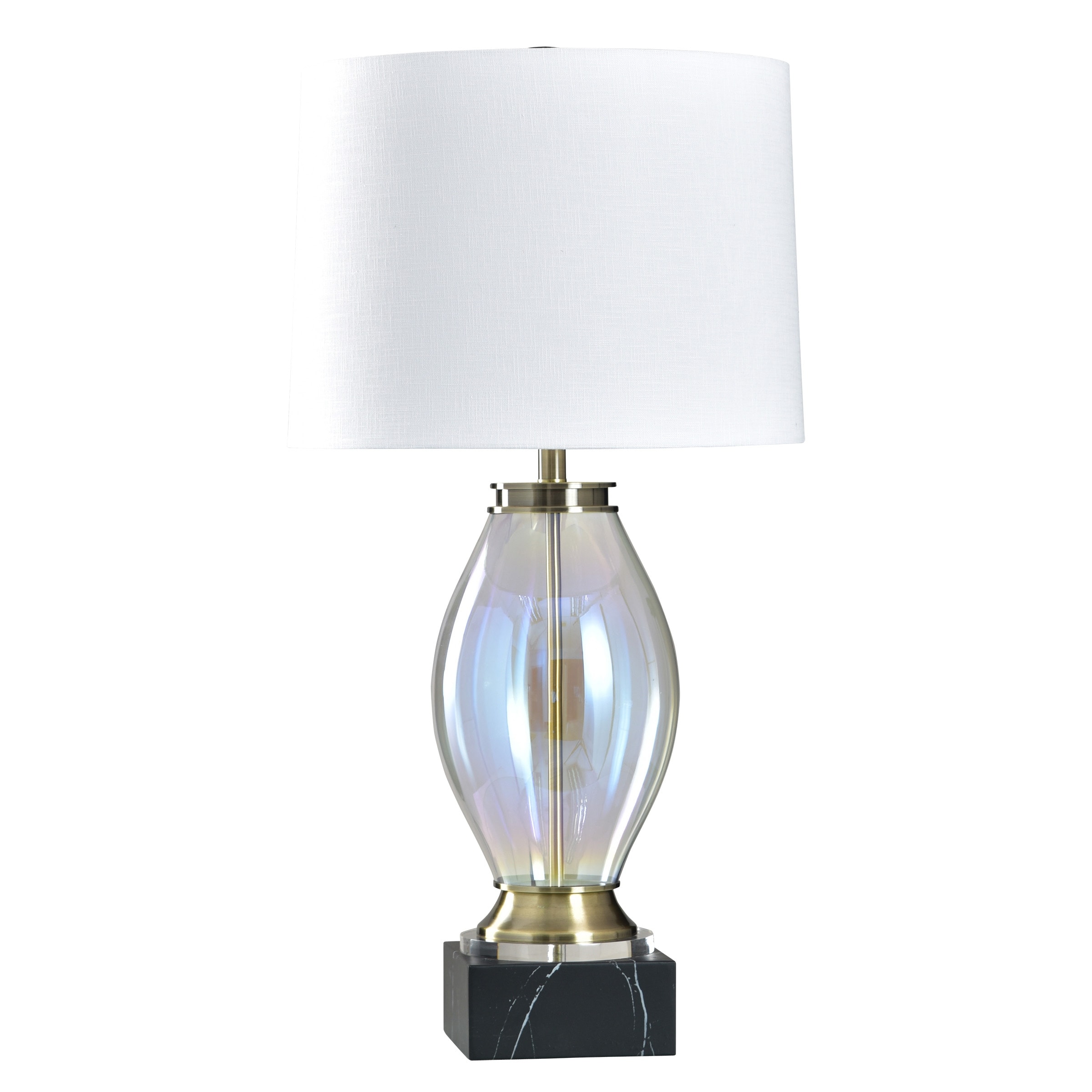 StyleCraft Halo Iridescent Glass Table Lamp - Kastela - White Shade