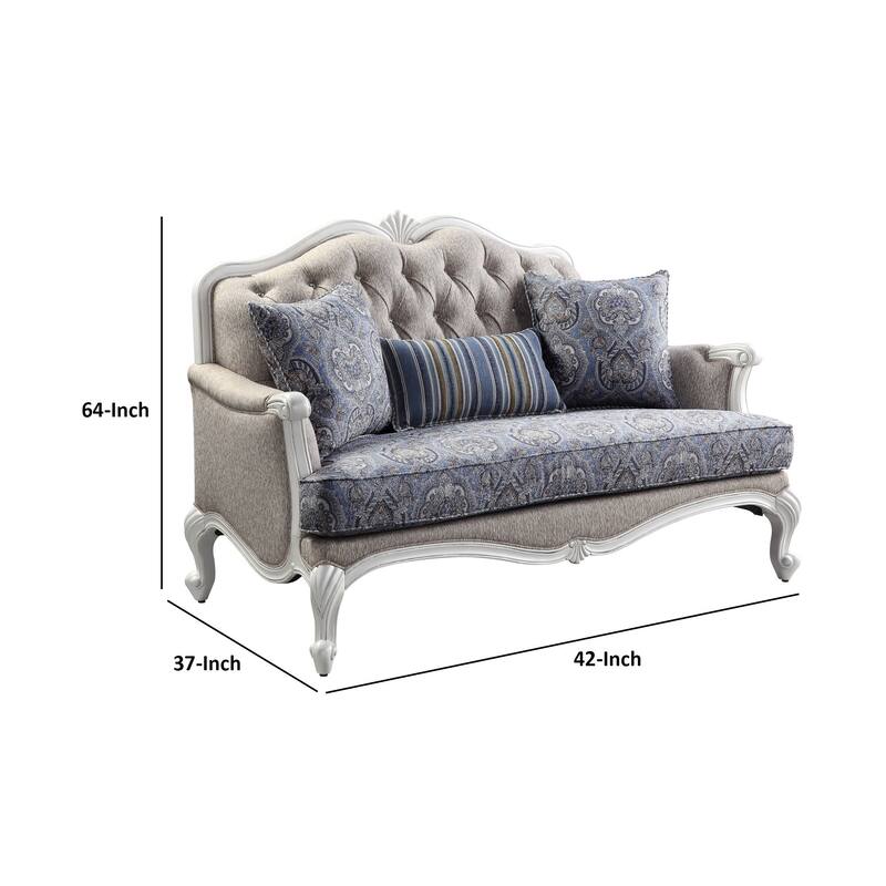 Loveseat with Arch Top and Resin Queen Anne Legs, Gray