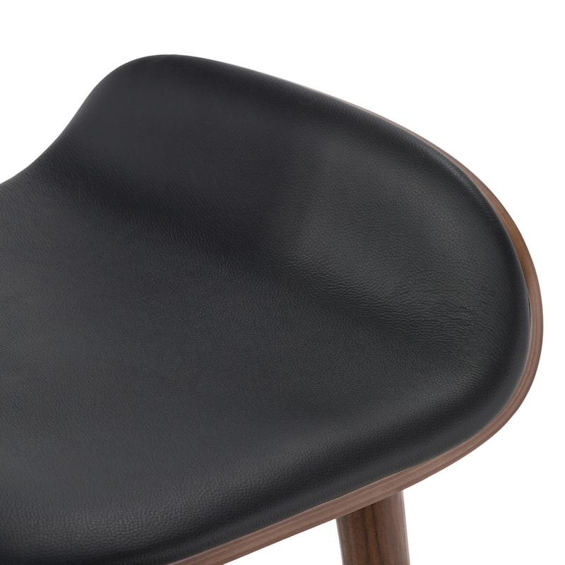 Poly & Bark Notello Leather Counter Stool - 26" Seat Height Solid Oak Wood Frame