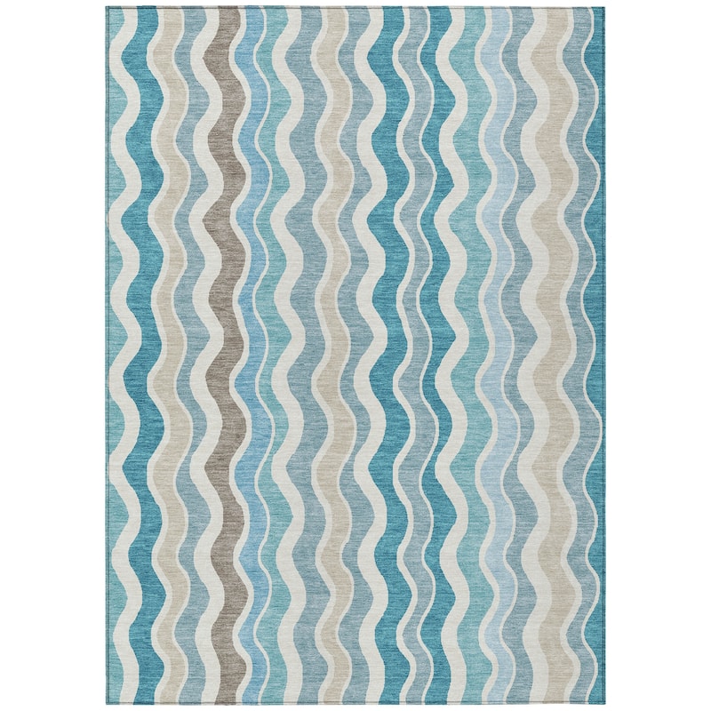 Machine Washable Indoor/ Outdoor Funky Stripe Chantille Rug