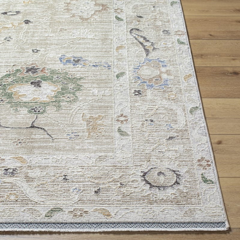 Livabliss Rivaldo Traditional Damask Area Rug - Cream/Light Olive - 2' 7" x 7' 10"