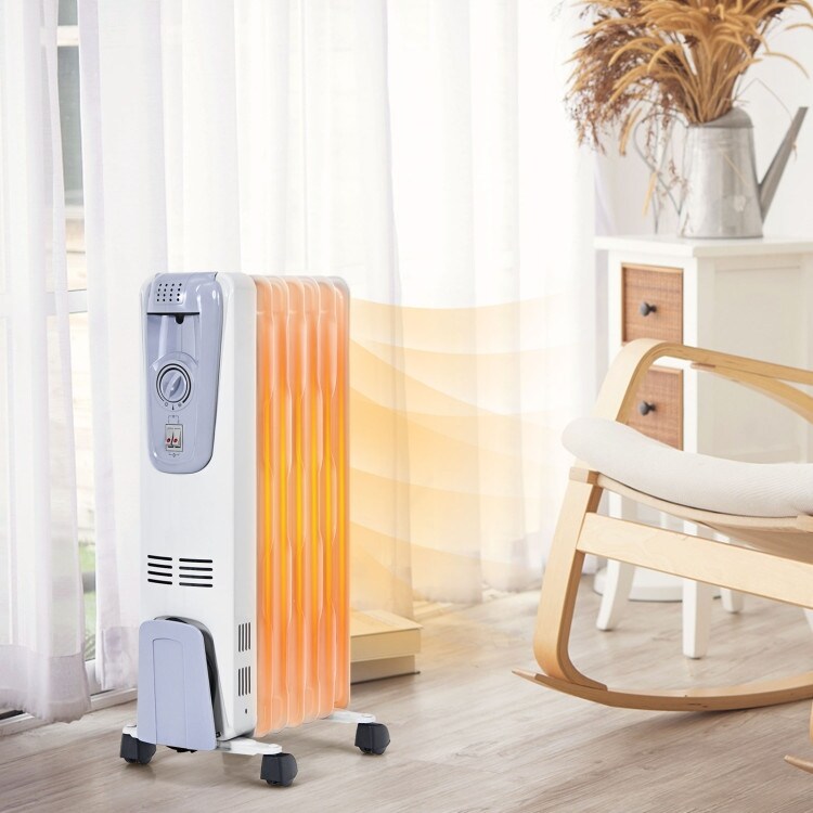 1500W Electric Oil Filled Radiator with 4 Bottom Wheels - 10 x 13.5 x 25  (L x W x H) - On Sale - Bed Bath u0026 Beyond - 35181019